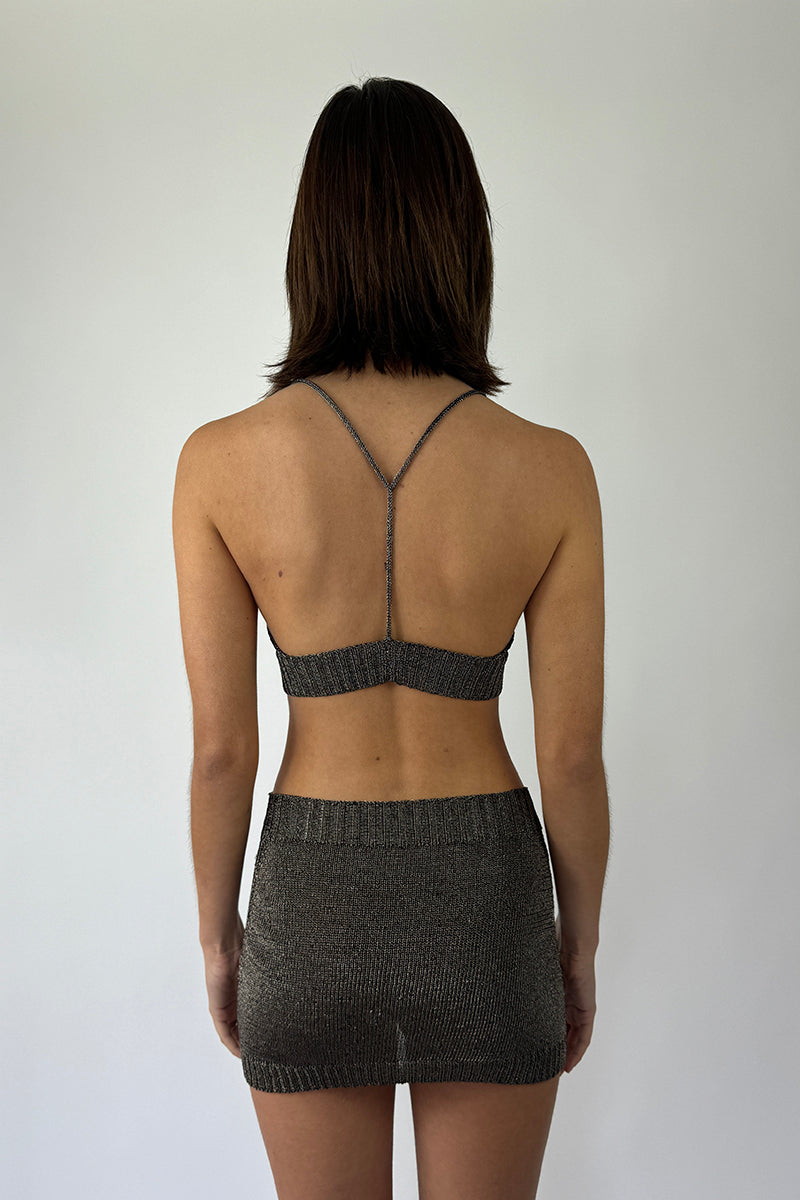 Sparkly Yarn Knit Mini Skirt