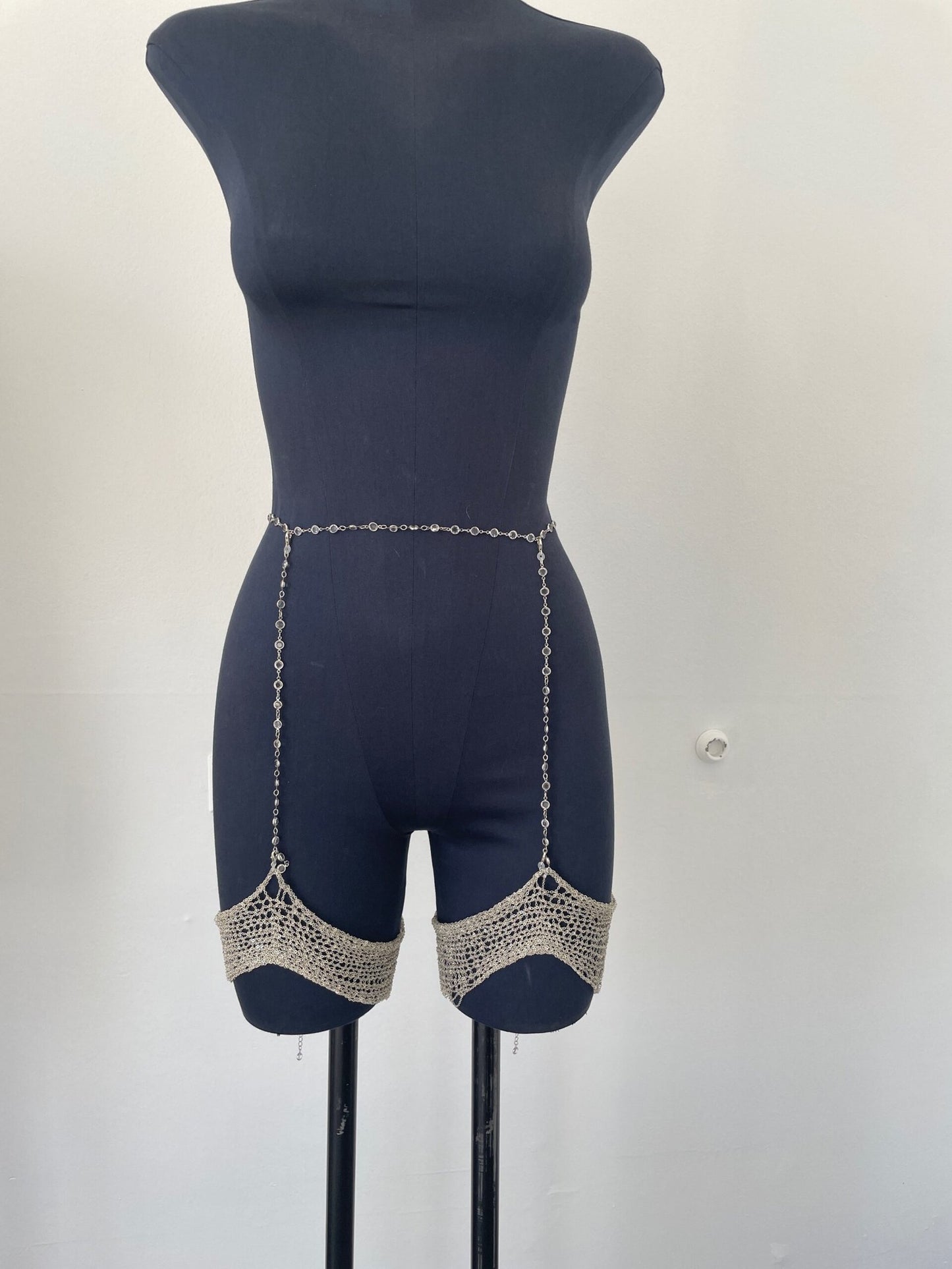 Crystal & Chain Garters and Garter Belt