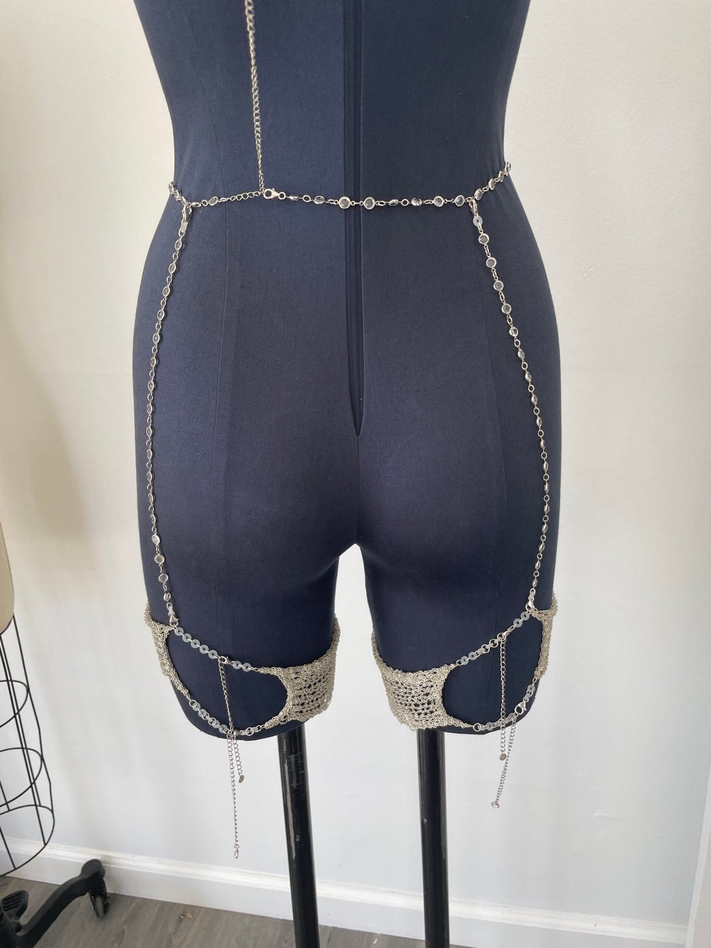 Crystal & Chain Garters and Garter Belt