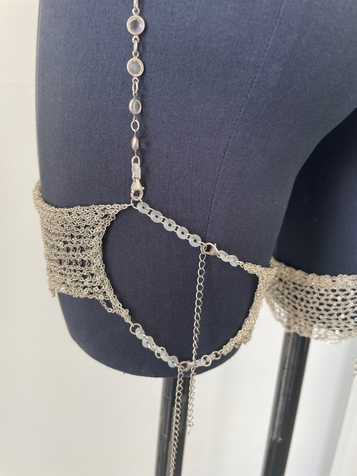 Crystal & Chain Garters and Garter Belt