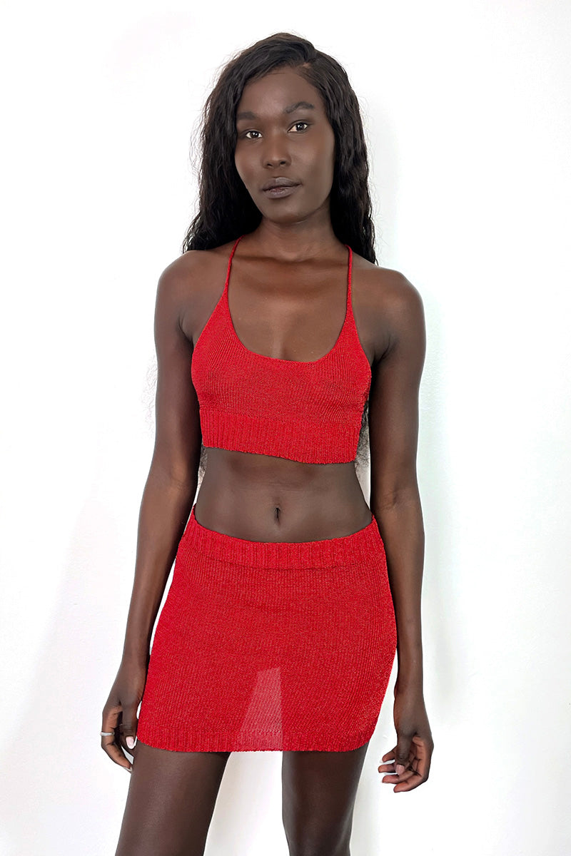 Sparkly Yarn Knit Mini Skirt