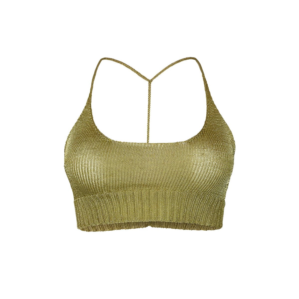 Sparkly Yarn Knit Bralette - Gold