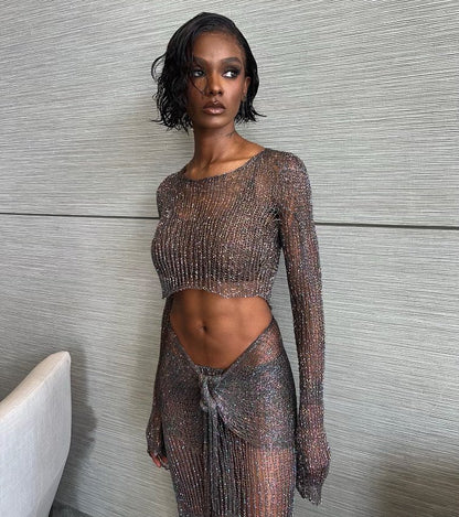 Dean Metal Long Sleeve Crop Top