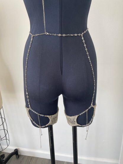 Crystal & Chain Garters and Garter Belt