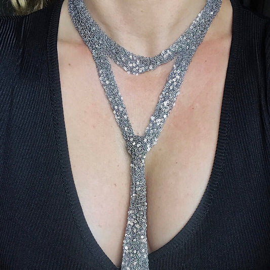 Chain Skinny Scarf Necklace - Sterling Silver