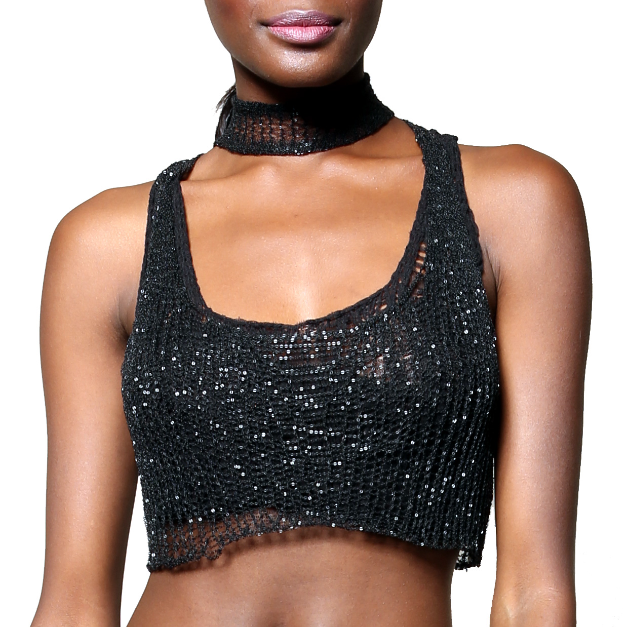 Metal Crop Top - Racerback - Black