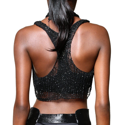 Metal Crop Top - Racerback - Black