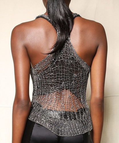 Metal Spiderweb Racerback Tank Top