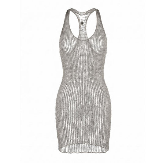 Metal Mini Dress - Chainmail Style - Rhodium
