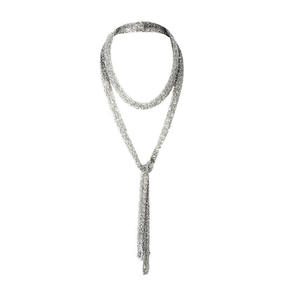 Skinny Scarf Necklace - Silver