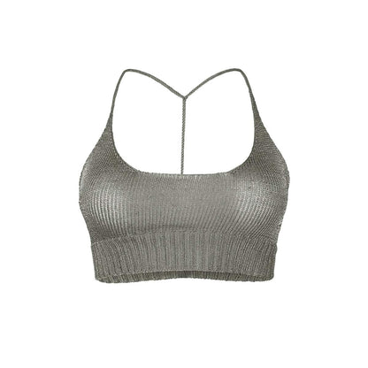 Sparkly Yarn Knit Bralette - Silver